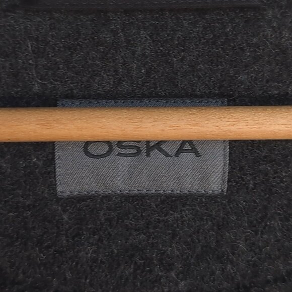 OSKA BOILED Wool Coat Womens Size 12 / 14 Gray Coat 3/4 Length - Picture 8 of 9